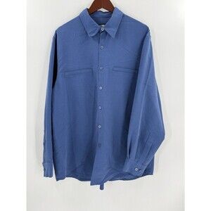 Tilley Endurables Blue Shirt Long Sleeve Size XLARGE Button Down Zipper Pockets